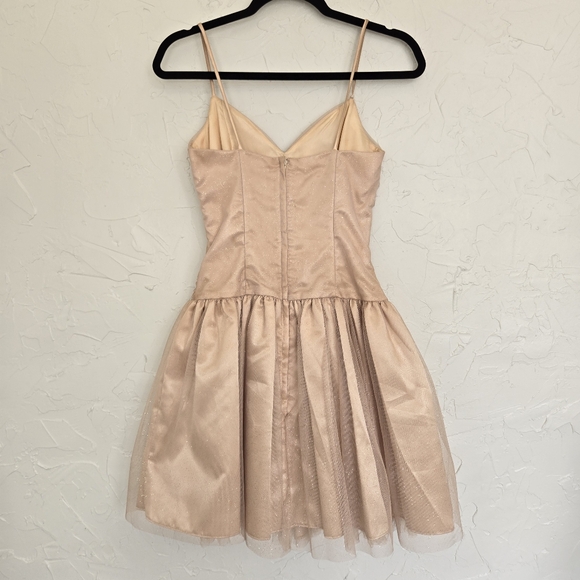 Vintage Gunne Sax Gold Glitter Bow Tulle Dress